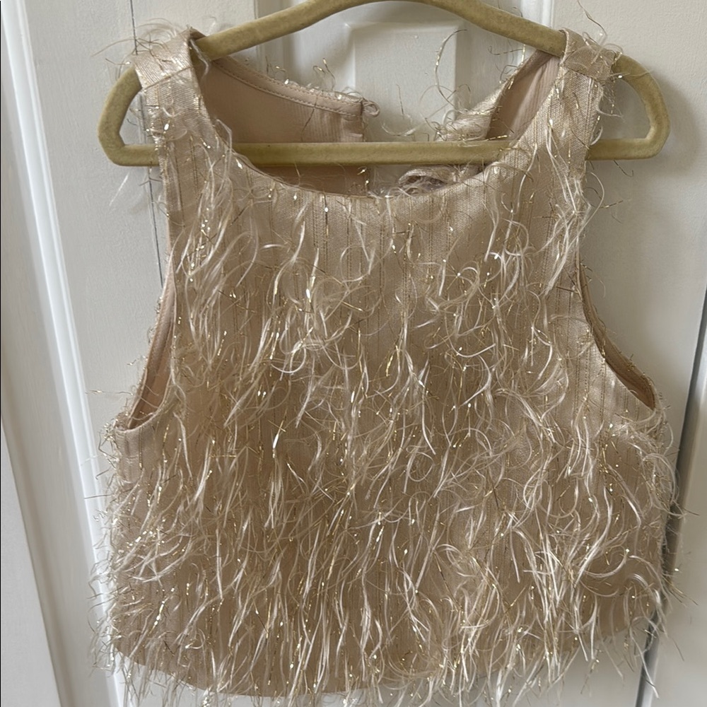 Zara Kids Gold Feathered Top